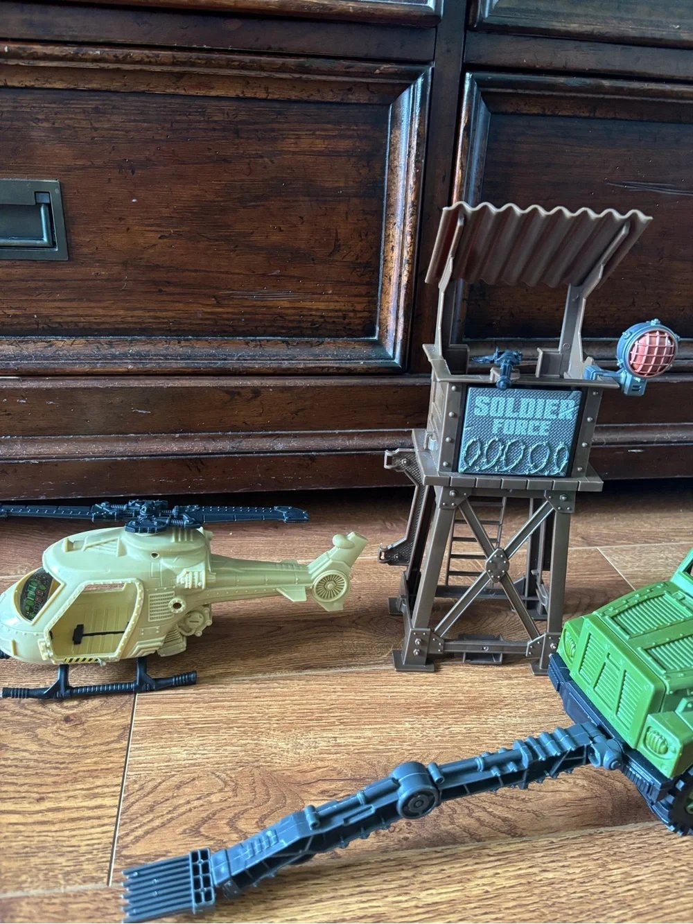 Green Military Rescue Vehicle Playset with Helicopter and Watchtower